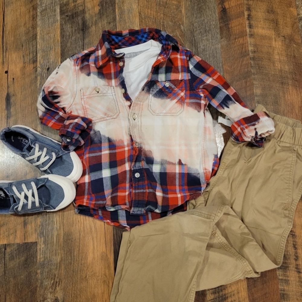 Flannel Bleached toddler fall‎ button down Chaps size 5T